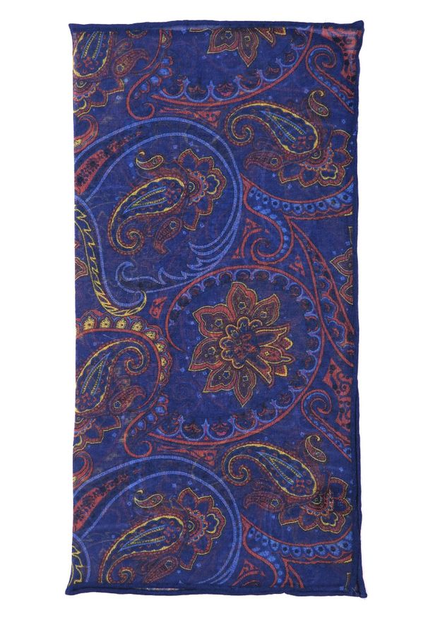 Modini - Granatowa poszetka 100% modal w paisley E96. Kolor: niebieski. Materiał: włókno. Wzór: paisley