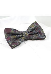 Chattier - Mucha Burgundowa z Białą Poszetką, w Paisley, Elegancka, Męska -CHATTIER. Kolor: czerwony. Materiał: poliester. Wzór: paisley. Styl: elegancki