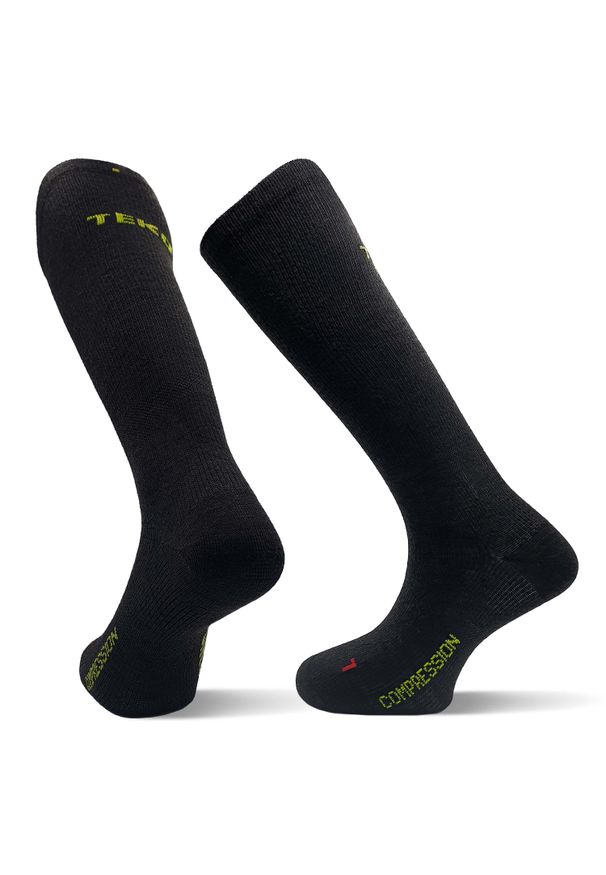TEKO - Skarpety narciarskie kompresyjne z wełny Merino Teko ecoSKI PRO Compression. Kolor: czarny. Materiał: wełna. Sport: narciarstwo