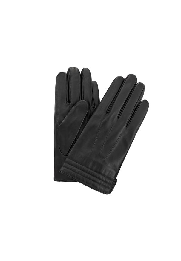 Ochnik - Czarne skórzane rękawiczki męskie. Kolor: czarny. Materiał: skóra. Styl: klasyczny, elegancki
