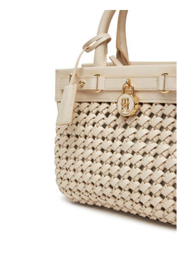 TOMMY HILFIGER - Tommy Hilfiger Torebka American Icon Mini Tote Le Wo AW0AW17395 Beżowy. Kolor: beżowy. Materiał: skórzane