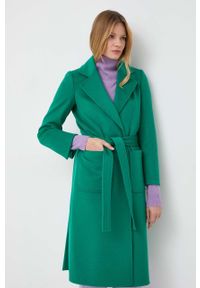 MAX&Co. płaszcz wełniany kolor zielony przejściowy niezapinany. Okazja: na co dzień. Kolor: zielony. Materiał: wełna. Styl: casual, klasyczny #1