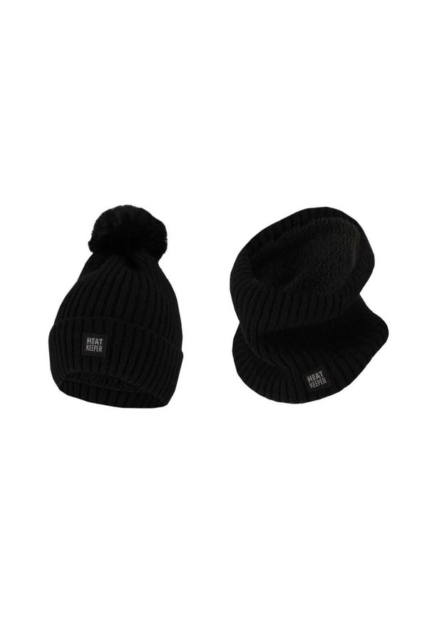 HEAT KEEPER - Zestaw termiczny dla kobiet – Czapka/ocieplacz na szyję – Granatowy. Kolor: niebieski. Materiał: poliakryl. Sezon: zima. Styl: sportowy