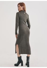 Ochnik - Długa brokatowa sukienka damska. Kolor: czarny. Materiał: wiskoza. Wzór: aplikacja. Długość: maxi #2