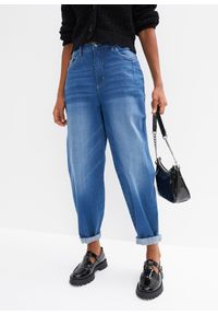 bonprix - Dżinsy barrel, wysoki stan, z bawełny organicznej. Stan: podwyższony. Kolor: niebieski #1