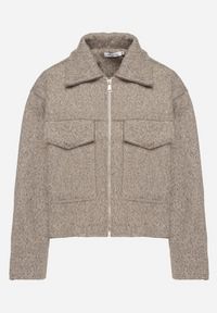 Born2be - Brązowa Pudełkowa Kurtka z Kołnierzykiem i Kieszeniami o Krótkim Fasonie Neliella. Okazja: na co dzień. Kolor: brązowy. Materiał: jeans. Długość: krótkie. Styl: casual, elegancki #7