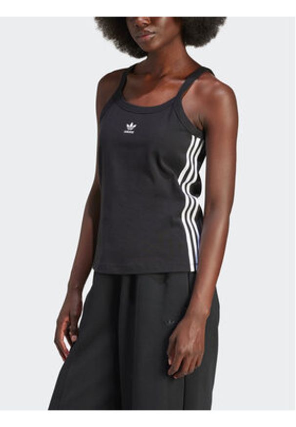Adidas - adidas Top 3-Stripes IU2431 Czarny Regular Fit. Kolor: czarny. Materiał: bawełna