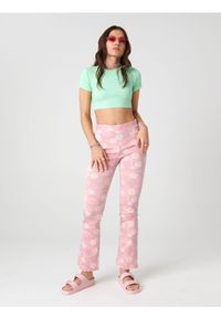 Sinsay - Crop top z wiązaniem - zielony. Kolor: zielony. Materiał: bawełna, włókno, prążkowany