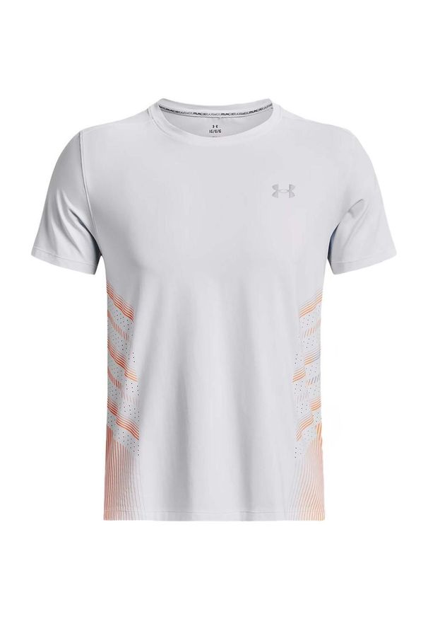 T-shirt do biegania męska Under Armour Iso-Chill Laser Heat. Kolor: wielokolorowy, biały, pomarańczowy. Sport: bieganie