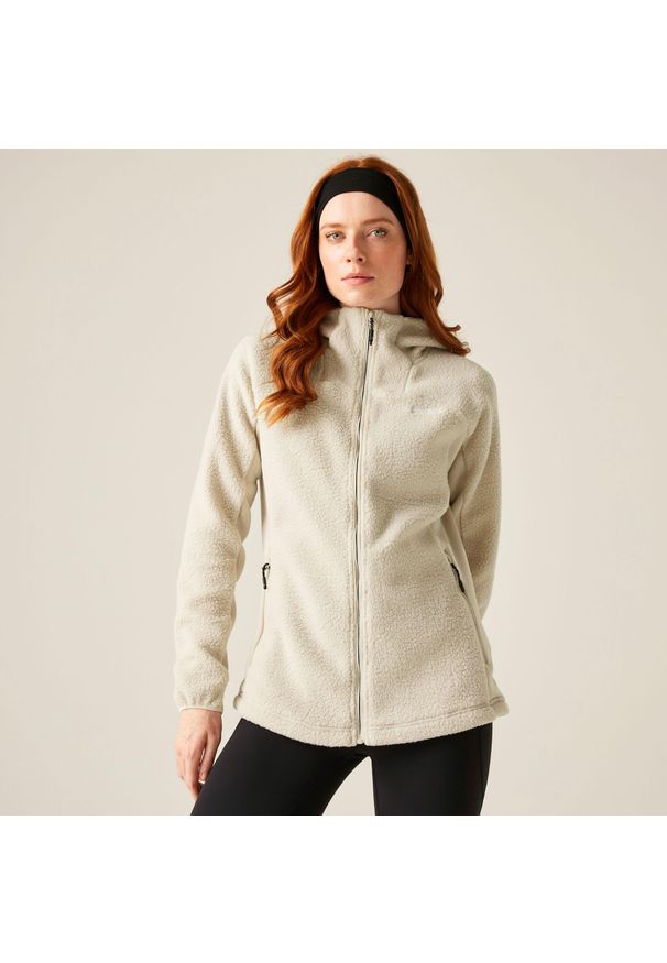 Regatta - Bluza damska z kapturem Elinn. Typ kołnierza: kaptur. Kolor: beżowy. Materiał: polar. Sport: turystyka piesza