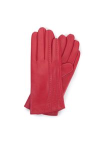 Wittchen - Damskie rękawiczki skórzane z przeszyciami. Kolor: czerwony. Materiał: skóra. Styl: klasyczny, elegancki