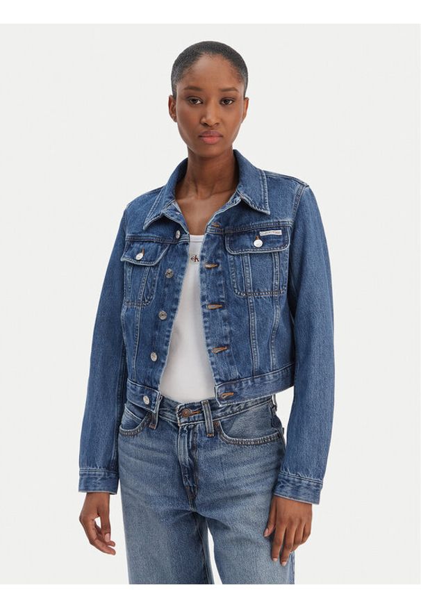 Calvin Klein Jeans Kurtka jeansowa 90s LV047E629G Niebieski Regular Fit. Kolor: niebieski. Materiał: bawełna