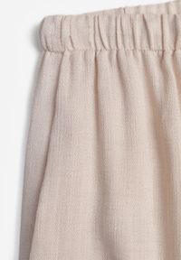 Born2be - Beżowe Wiskozowe Spodnie z Szeroką Nogawką i Wiązaniem w Talii Terisanna. Okazja: na co dzień. Kolor: beżowy. Materiał: wiskoza. Styl: casual, elegancki, klasyczny #5