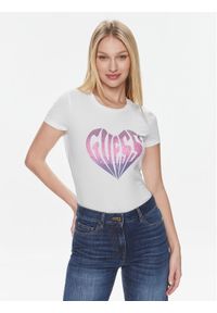 Guess T-Shirt Ss Cn Heart Tee W4RI53 J1314 Biały Slim Fit. Kolor: biały