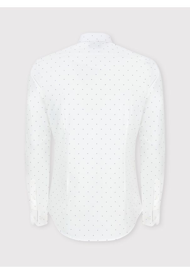 PAKO LORENTE – Biała męska koszula w mikrowzór P24SF-1X-019-B-S - Pako Lorente. Okazja: na co dzień. Kolor: biały. Materiał: elastan, jeans. Styl: casual