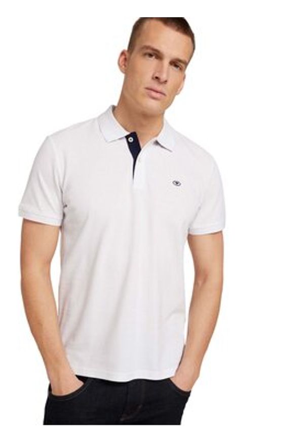 Tom Tailor Polo 1027713 Biały Regular Fit. Typ kołnierza: polo. Kolor: biały. Materiał: bawełna