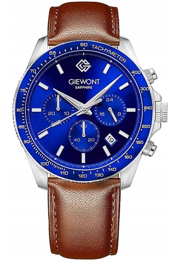 Zegarek Giewont Zegarek Męski Chronograph Sapphire Brązowo Niebieski GW3520-A5. Kolor: niebieski, wielokolorowy, brązowy