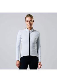 ACELERA - Damska kurtka kolarska Thermo Fleece z długim rękawem. Kolor: szary. Materiał: polar, jersey. Długość rękawa: długi rękaw. Długość: długie. Sezon: zima. Sport: kolarstwo #1