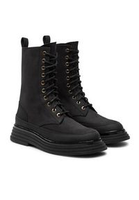 Pollini Trzewiki SA24074G1LTO0000 Czarny. Kolor: czarny. Materiał: nubuk, skóra