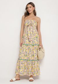 Born2be - Różowa Sukienka w Cytryny z Kokardą Galadessa. Okazja: na randkę, na co dzień. Typ kołnierza: kokarda. Kolor: różowy. Sezon: lato. Styl: elegancki, casual #1