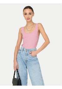 JDY Top Nanna 15290585 Różowy Slim Fit. Kolor: różowy. Materiał: wiskoza