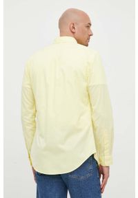 Polo Ralph Lauren koszula bawełniana męska kolor żółty slim z kołnierzykiem button-down. Okazja: na co dzień. Typ kołnierza: button down, polo. Kolor: żółty. Materiał: bawełna. Wzór: aplikacja. Styl: casual #4