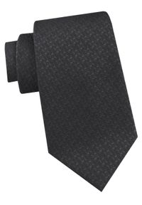 Krawat Męski - Angelo di Monti - Czarny z Delikatną Fakturą Tkaniny. Kolor: czarny. Materiał: tkanina. Styl: elegancki, wizytowy