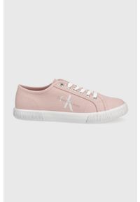 Calvin Klein Jeans tenisówki damskie kolor różowy. Nosek buta: okrągły. Zapięcie: sznurówki. Kolor: różowy. Materiał: guma