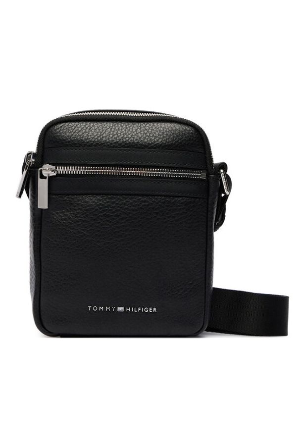 TOMMY HILFIGER - Tommy Hilfiger Saszetka Th Bus Leather Mini Reporter AM0AM14393 Czarny. Kolor: czarny. Materiał: skóra