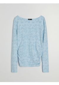 Sinsay - Strukturalna bluzka z długim rękawem - niebieski. Kolor: niebieski. Długość rękawa: długi rękaw. Długość: długie