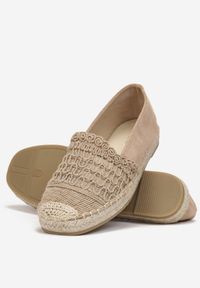 Born2be - Ciemnobeżowe Espadryle na Plecionej Podeszwie Necene. Nosek buta: okrągły. Zapięcie: bez zapięcia. Kolor: beżowy. Materiał: materiał. Wzór: aplikacja. Obcas: na płaskiej podeszwie #4