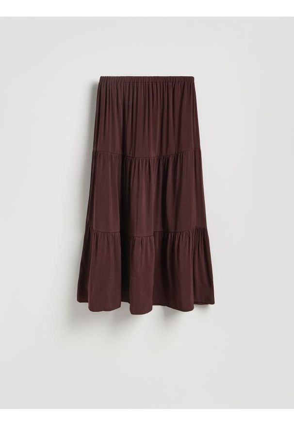 Reserved - Spódnica maxi z wiskozą - brązowy. Kolor: brązowy. Materiał: wiskoza