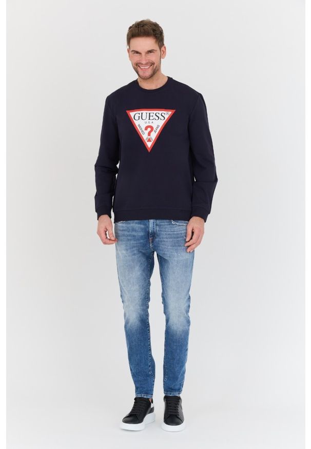 Guess - GUESS Granatowa bluza Audley. Kolor: niebieski