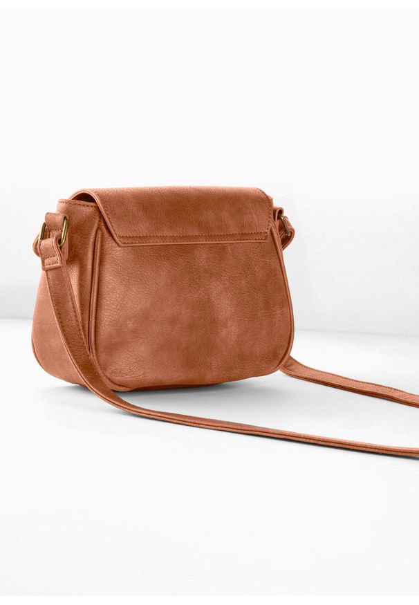 bonprix - Mała torebka na ramię z klamrą. Kolor: brązowy. Materiał: skórzane. Rozmiar: małe. Styl: elegancki. Rodzaj torebki: na ramię