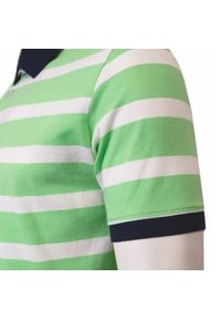 Męska Koszulka Polo - Pako Jeans - Zielone Prążki. Okazja: na co dzień. Typ kołnierza: polo. Kolor: zielony. Materiał: bawełna. Wzór: prążki, paski. Styl: casual #2