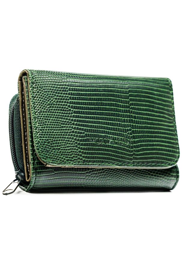 4U CAVALDI - Mały, zielony portfel damski ze skóry ekologicznej zamykany na suwak i zatrzask 4U Cavaldi A-206L-BL. Kolor: zielony. Materiał: skóra ekologiczna