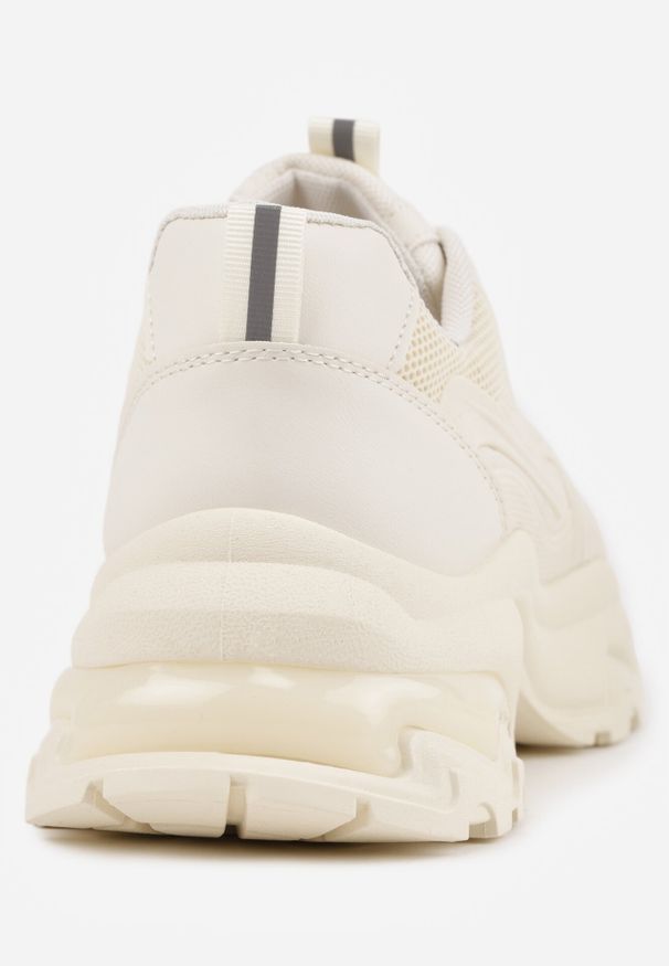 Born2be - Beżowe Sznurowane Sneakersy na Grubej Podeszwie z Przeszyciami Vleni. Okazja: na co dzień. Kolor: beżowy. Materiał: jeans