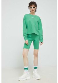 Tommy Jeans bluza damska kolor zielony z nadrukiem. Kolor: zielony. Materiał: bawełna, dzianina. Wzór: nadruk #5