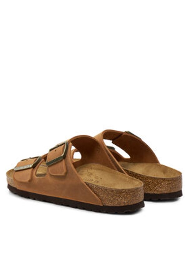 Birkenstock Klapki Arizona Leoi 1028401 Brązowy. Kolor: brązowy. Materiał: skóra
