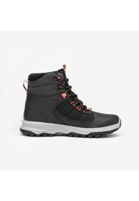 quechua - Buty turystyczne damskie Quechua SH500 mountain mid wodoodporne. Kolor: czarny. Materiał: materiał. Szerokość cholewki: normalna. Sezon: zima