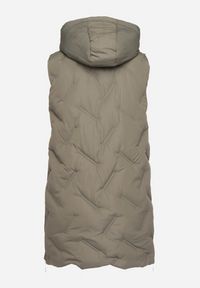 Born2be - Zielona Pikowana Kamizelka z Kapturem i Kieszeniami Esarivie. Okazja: na spacer. Typ kołnierza: kaptur. Kolekcja: plus size. Kolor: zielony. Materiał: jeans #5