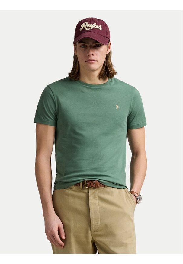 Polo Ralph Lauren T-Shirt 710671438432 Zielony Custom Slim Fit. Typ kołnierza: polo. Kolor: zielony. Materiał: bawełna