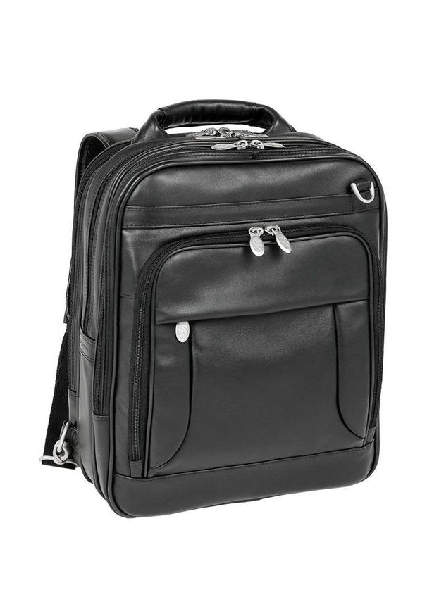 MCKLEIN - Skórzany plecak z odpinanymi ramionami, torba na laptopa Mcklein Lincoln Park 41655. Kolor: czarny. Materiał: skóra. Styl: elegancki, klasyczny, biznesowy