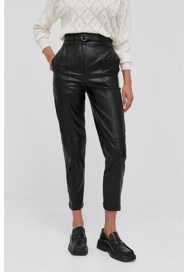 TwinSet - Twinset spodnie damskie kolor czarny proste high waist. Stan: podwyższony. Kolor: czarny
