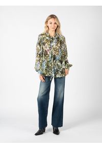 Pinko Koszula "Betsy 1" | 1U11YJ 6931 | Kobieta | Zielony. Typ kołnierza: kołnierzyk stójkowy. Kolor: zielony. Materiał: poliester. Długość rękawa: długi rękaw. Długość: długie. Wzór: kwiaty #3