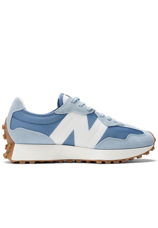 Buty New Balance MS327MQ - niebieskie. Okazja: na co dzień. Kolor: niebieski. Materiał: zamsz, skóra, materiał, guma. Szerokość cholewki: normalna