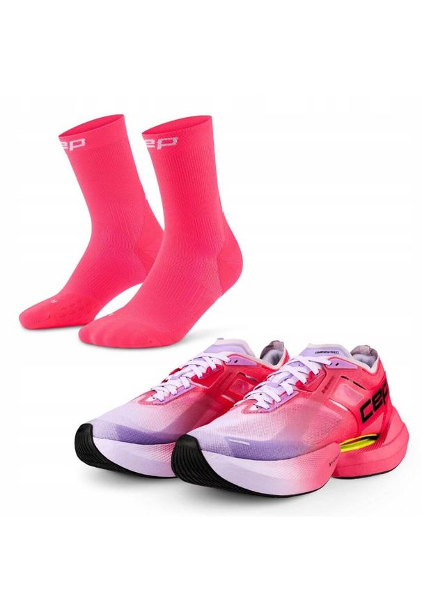 CEP - Zestaw biegacza: damskie buty sportowe i skarpety biegowe. Kolor: różowy