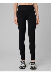 4f - 4F Legginsy treningowe bezszwowe damskie - czarne XS/S. Stan: podwyższony. Kolor: czarny. Materiał: skóra. Długość: długie. Sport: fitness #2