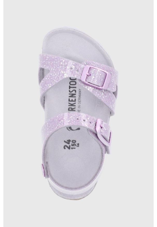 Birkenstock Sandały dziecięce kolor fioletowy. Zapięcie: klamry. Kolor: fioletowy. Materiał: materiał. Wzór: gładki. Obcas: na obcasie. Wysokość obcasa: niski