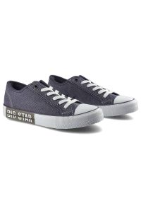 Big-Star - Granatowe Trampki Big Star Damskie Modne Obuwie. Okazja: na co dzień, na spacer, na uczelnię. Zapięcie: sznurówki. Kolor: niebieski. Materiał: materiał. Szerokość cholewki: normalna. Styl: casual, sportowy, klasyczny, elegancki #6